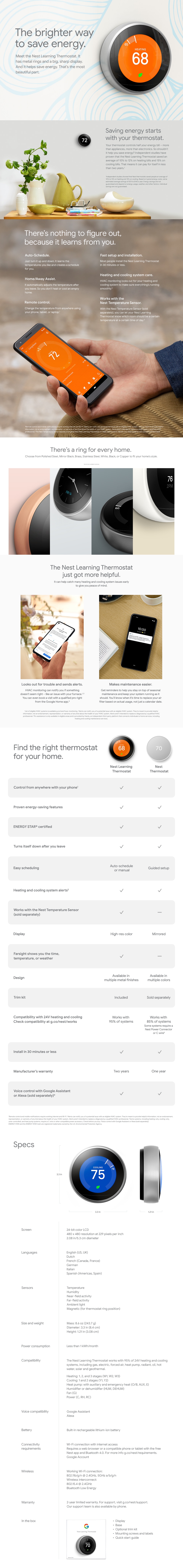 Google Nest Wi-Fi Learning Thermostat - Base Only, For Parts/Not Working 5 thumbnail image
